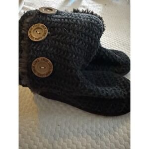 Muk Luks Faux Fur Lined Side Button Knit Boots Brown Cozy Womens Sz 6 New A7